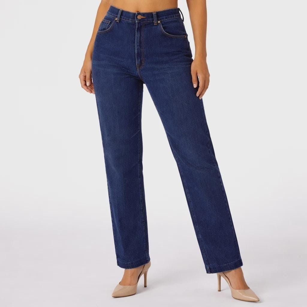 80s Vintage Chic Womens Jeans High Waist Dark Wash Straight Leg Denim Size 10/12